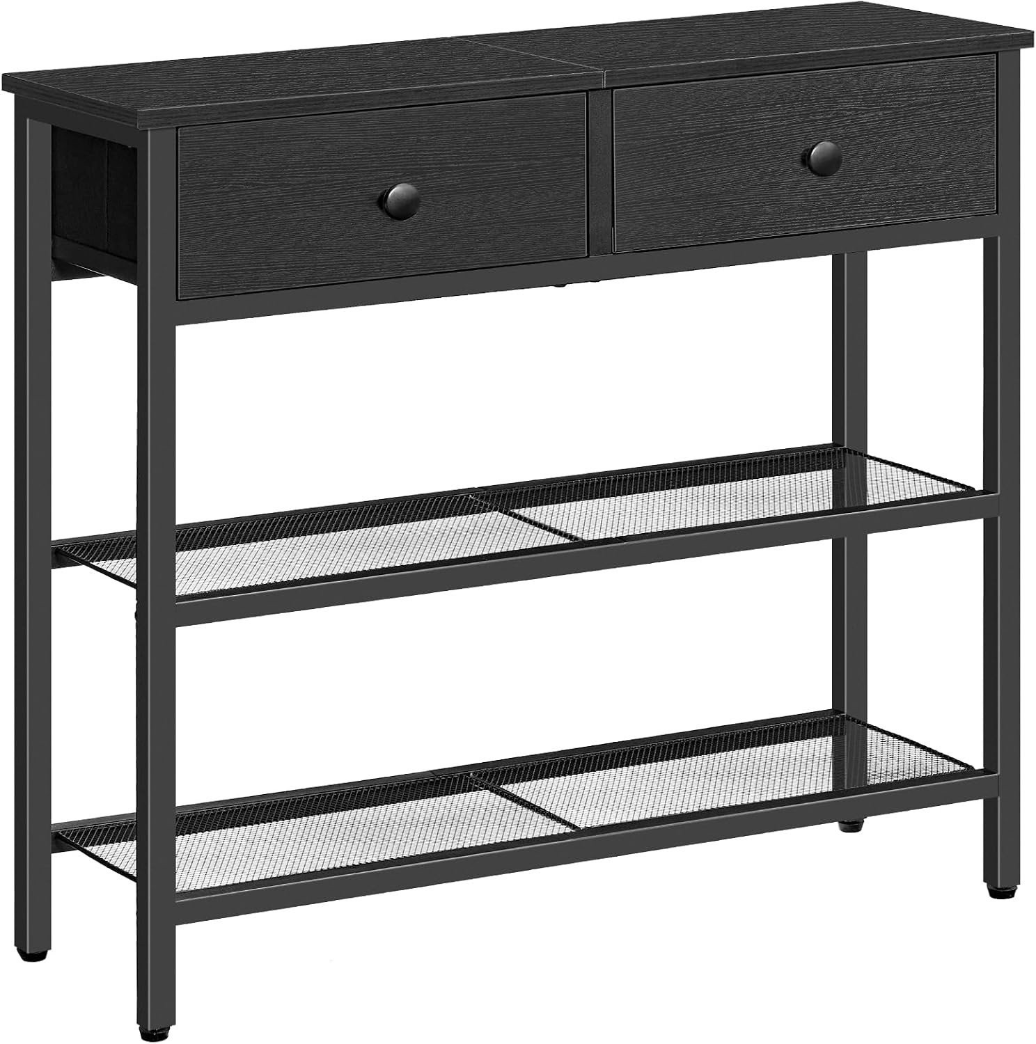 Smalle console tafel met lade en 2-niveau opbergruimte, Breedte: 75 cm