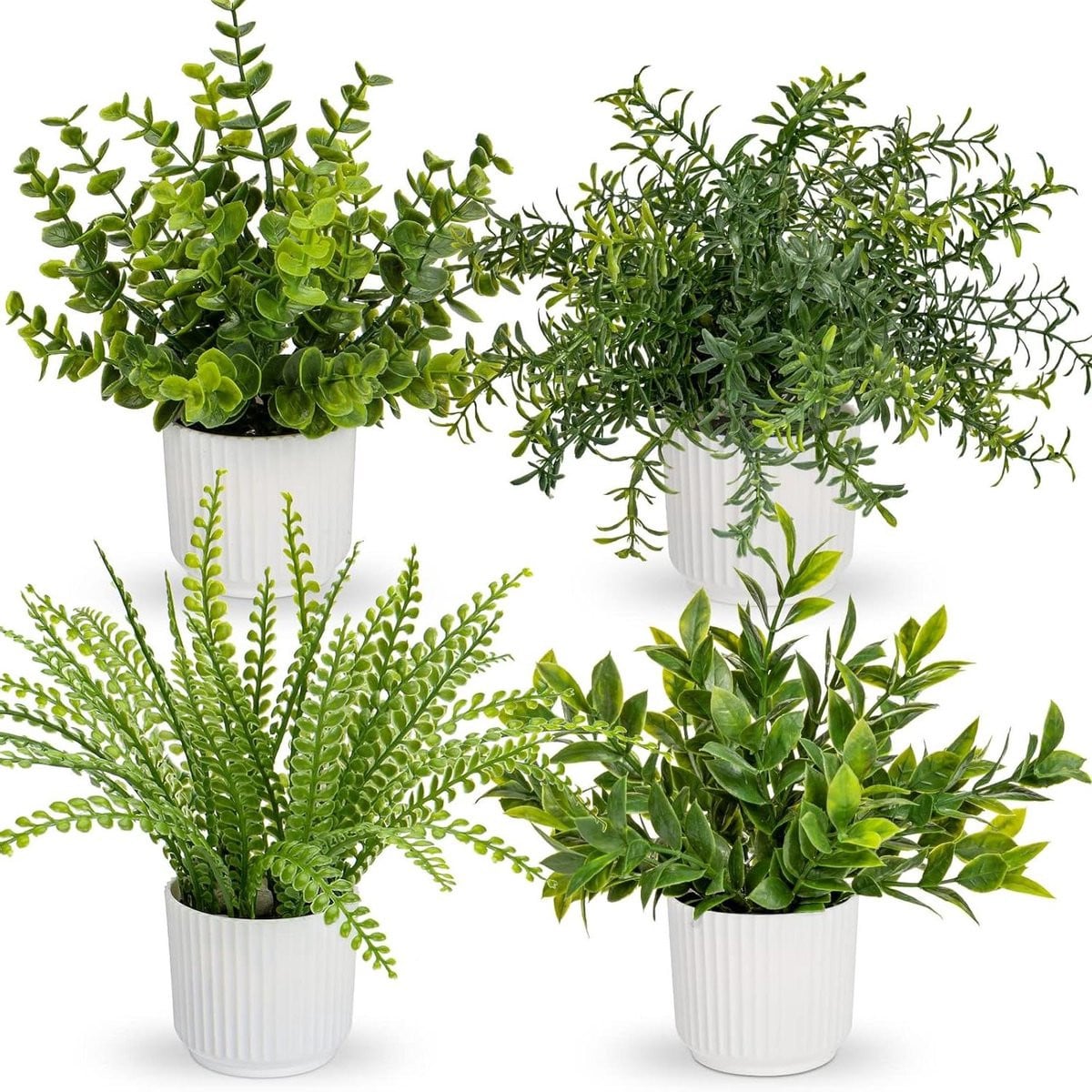 Set van 4 groene kunstplanten in pot voor decoratie