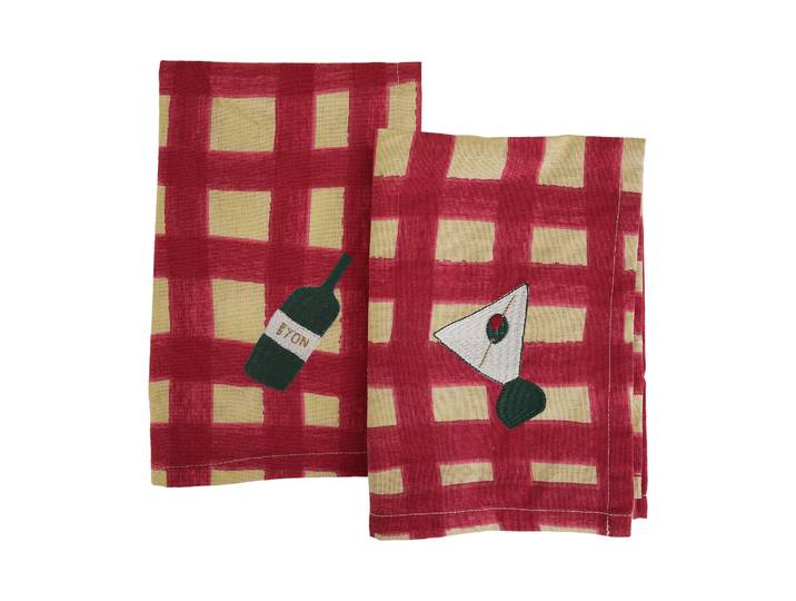 Byon Serviettes de table Sera, lot de 2 Rouge, 45x45 cm