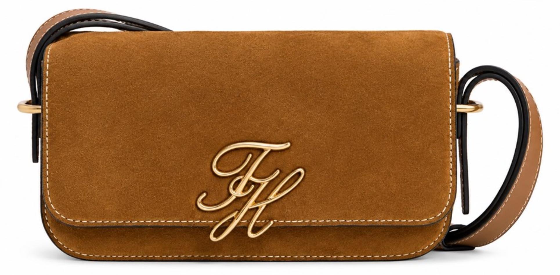 Tommy Hilfiger Logo Flap Suede Crossbody Bag, Klappverschluss, Magnetverschluss, Erwachsener, OS, Farbe Cognac, Cognac, Leder