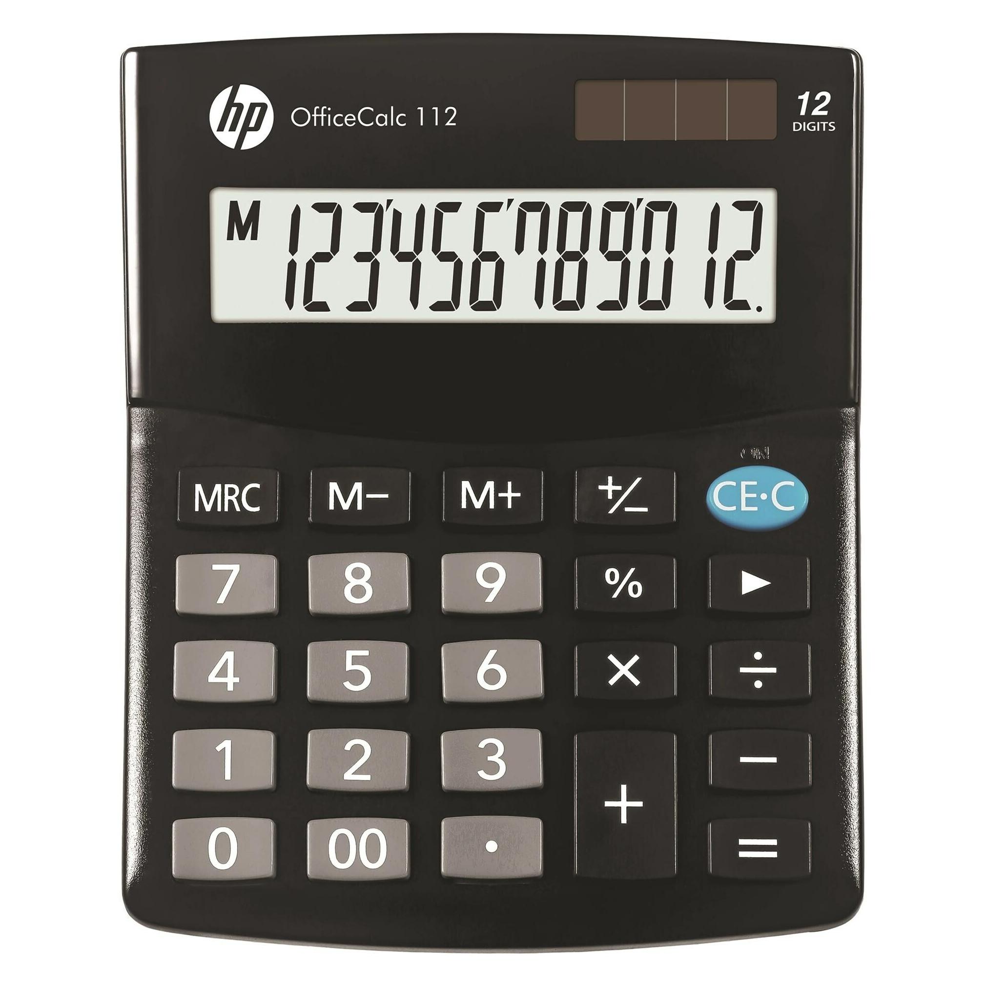 HP OfficeCalc 112 Tischrechner schwarz (Batteriebetrieb, Solarenergie) (HP-OC112/INT BX)