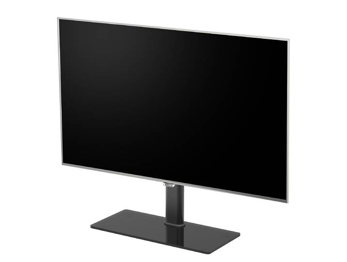 Support TV B-TTS Piètement : acier brossé Plateau : verre de sécurité feuilleté Noir 66cm