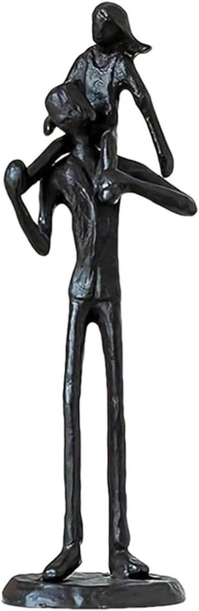 Zwart Vader en kind beeldje - Liefde sculptuur voor woondecoratie