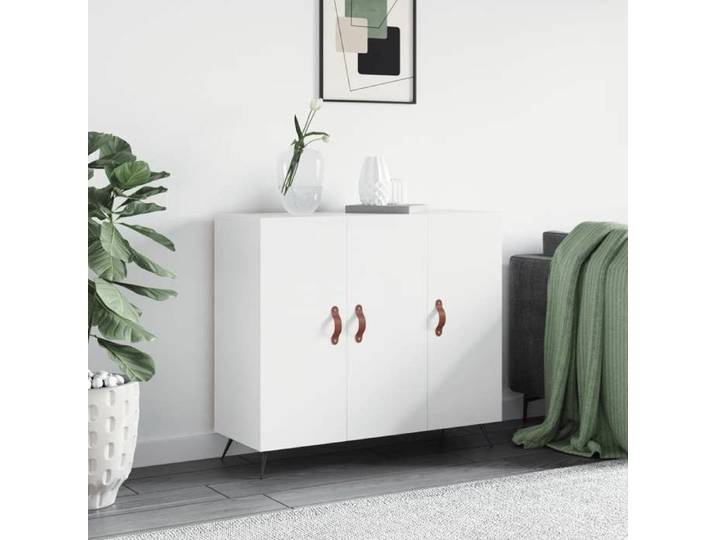 SALE 2025 Meuble bas bahut vaisselier - Buffet blanc 90x34x80 cm - bois d'ingénierie 30 Kg 8202