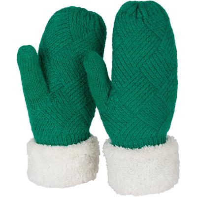 Fäustlinge STYLEBREAKER "Strickhandschuhe Fäustlinge mit Rauten Muster und Fleece", Damen, grün, Obermaterial: 100% Polyacryl PAN., Modisch, Handschuhe Fäustlinge