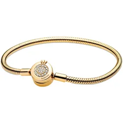 Pandora 569046C01 Funkelndes Crown O Armband für Damen Goldfarben, 17 cm