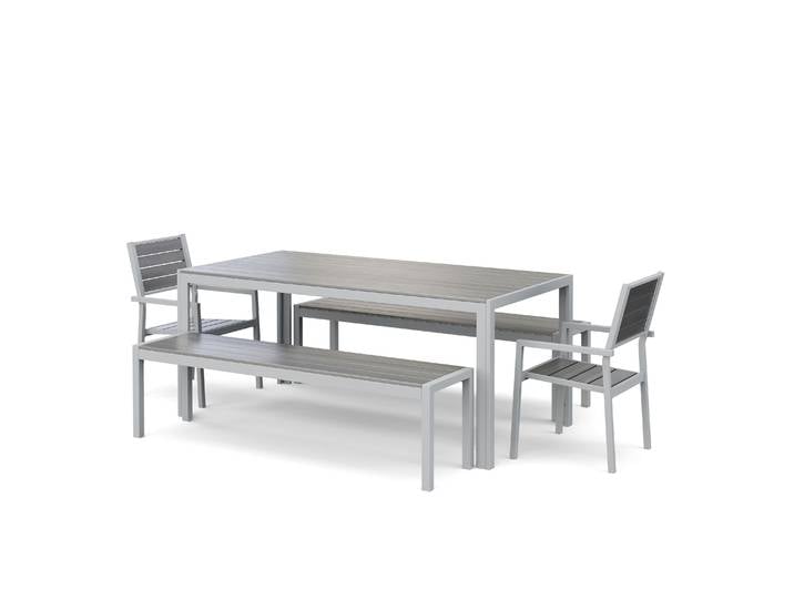 Gartenmöbel Set ZILO 2 Stühle + 2 Bänke grau