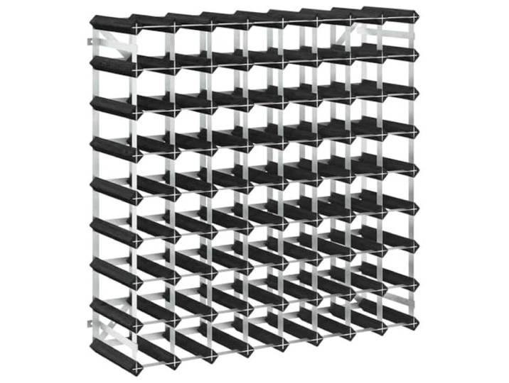 72 Weinflaschenständer aus Massivholz Kiefer, Schwarz Massivholz, galvanisierter Stahl, Fassungsvermögen 72 Flaschen, rustikales Design, stabile Konstruktion