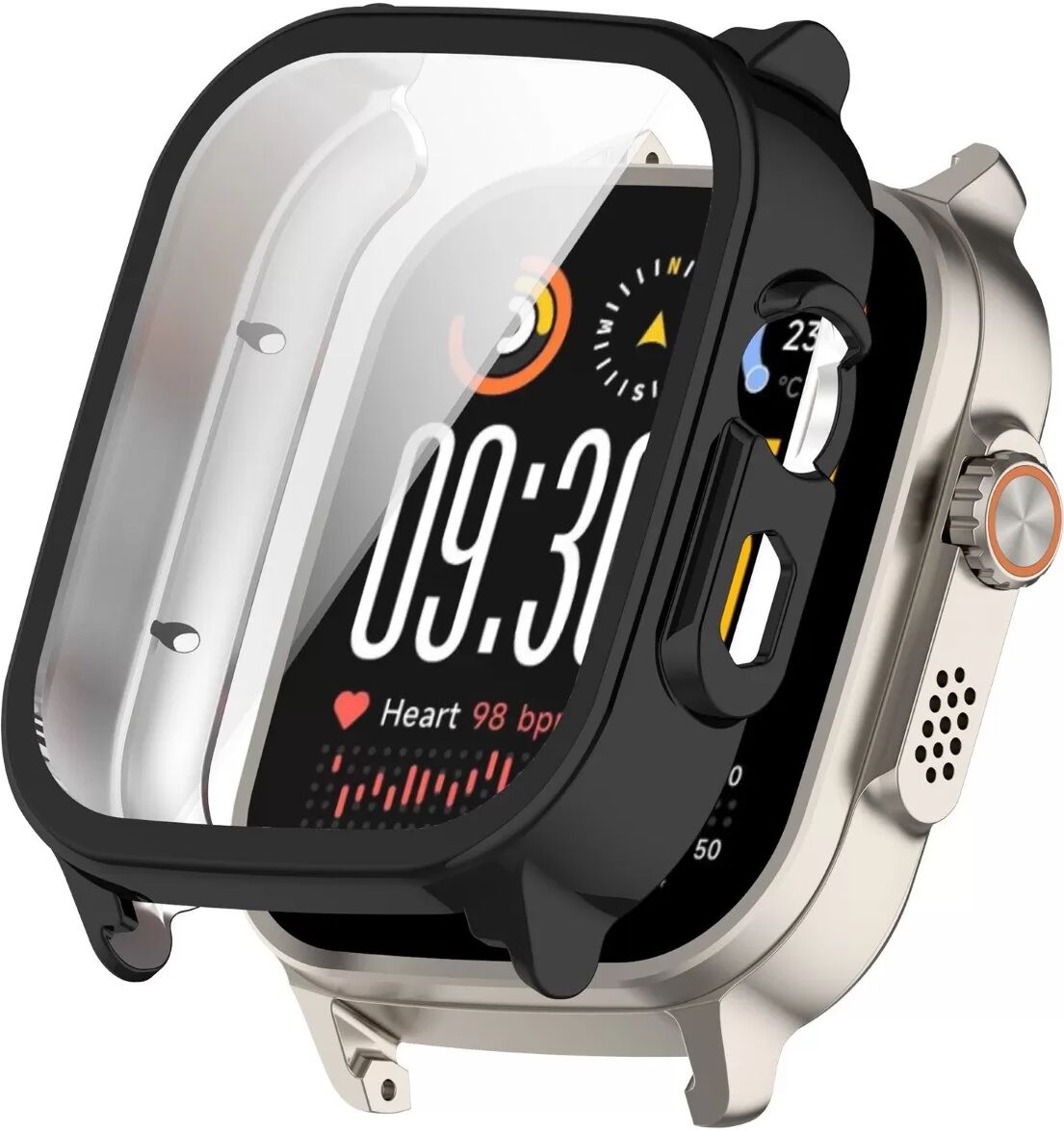 INF Full-Cover Schutzhülle mit gehärteter Displayschutzfolie, kompatibel mit Realme Watch 5 - PC-Gehäuse, mehrfarbige Optionen Schwarz