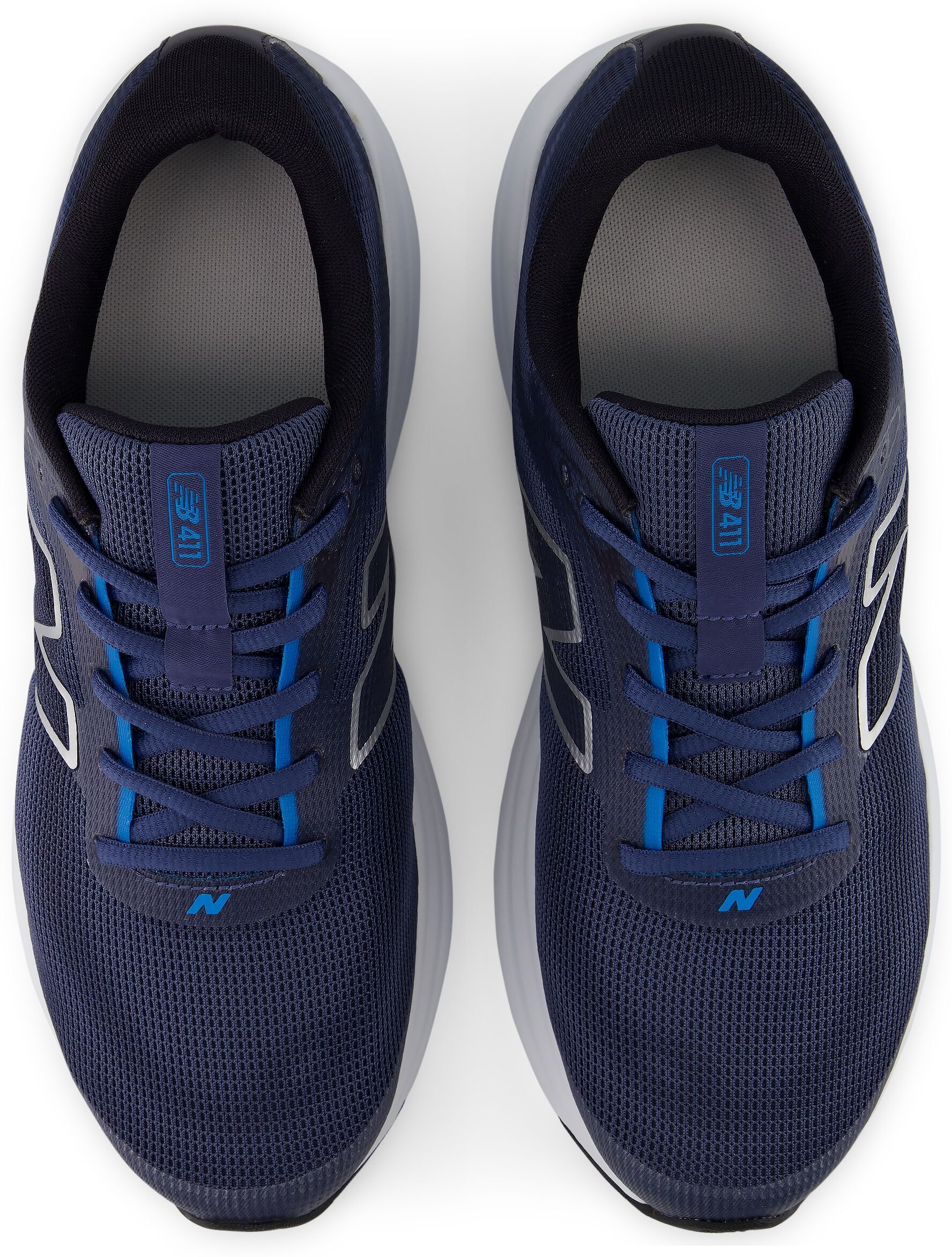 Laufschuh NEW BALANCE "411", Herren, Gr. 41,5, blau (nb navy, altitude, silber metallic), Synthetik, Textil, Schuhe Laufschuh, convient aux adultes, semelle extérieure en caoutchouc nb navy, altitude, silber metallic 41,5