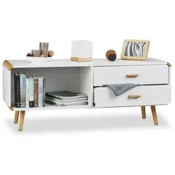 Relaxdays Sideboard mit abgerundeten Ecken Weiß,Hellbraun