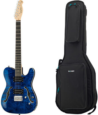 Harley Benton TE-90QM HH Trans Blue w/Bag Trans Blue Hochglanz