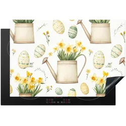 HERDABDECKPLATTE Gießkanne - Blumen - Eier Glaskeramikkochfeldabdeckung 78x52 cm