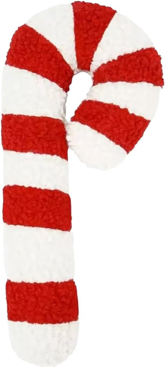 Kerstkussen Snoepriet - Decoratief Sierkussen - Rood Wit - 40 cm