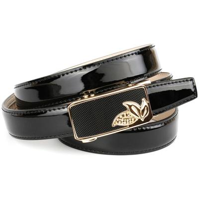 Ledergürtel ANTHONI CROWN, Damen, Gr. 85, schwarz, Leder, unifarben, Gürtel Ledergürtel, Schmaler Lackledergürtel, kleine Blätter
