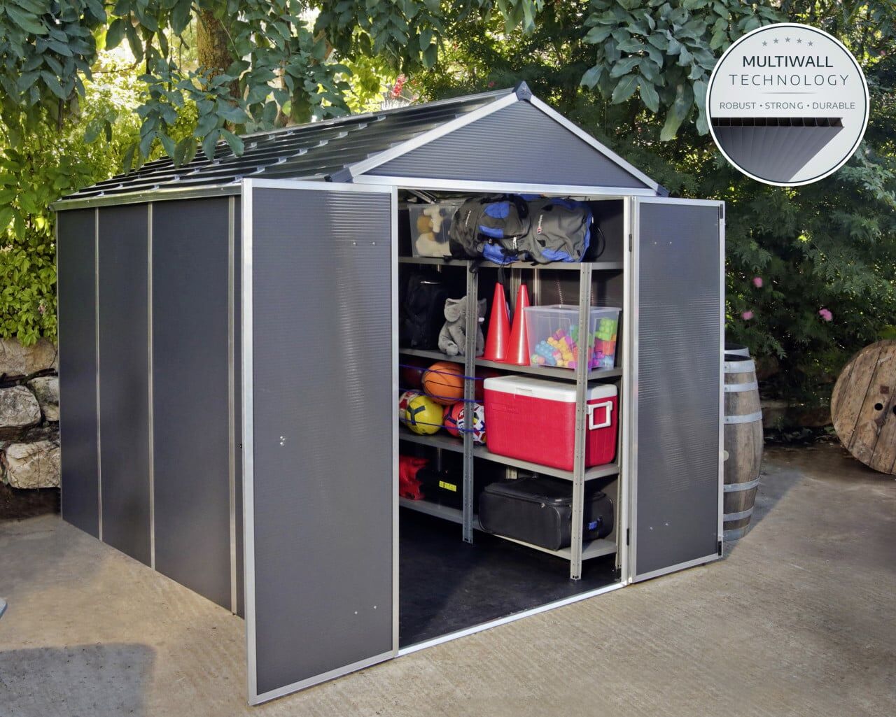 Canopia Gerätehaus Rubicon Alu grau 304 x 185 cm