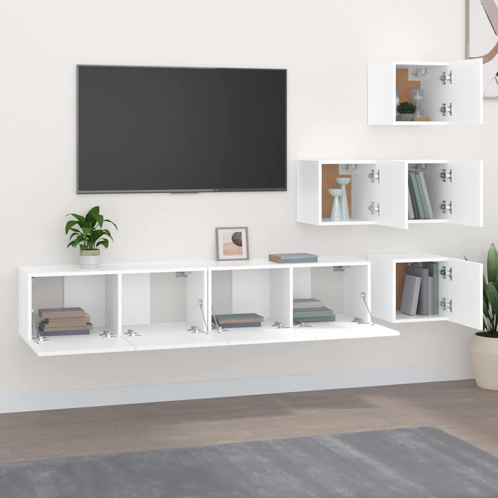 vidaXL Mueble de pared para TV madera contrachapada blanco Blanco