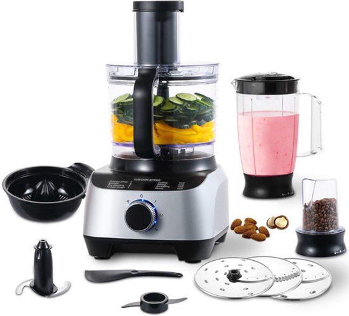 Selius Multifunctionele keukenmachine met 1300 watt vermogen, 3,5 liter mengkom en RVS accessoires