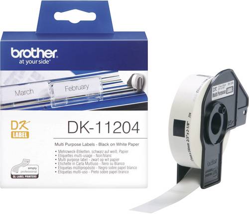 Brother DK-11204 Etiketten Rolle 54 x 17mm Papier Weiß 400 St. Permanent haftend DK11204 Adress-Etiketten