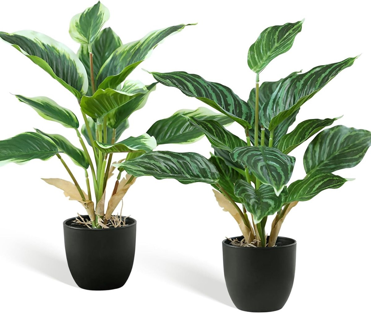 Kleine kunstplant in zwarte pot, 42 cm - Groene nepplant voor decoratie in badkamer, kantoor of woonkamer