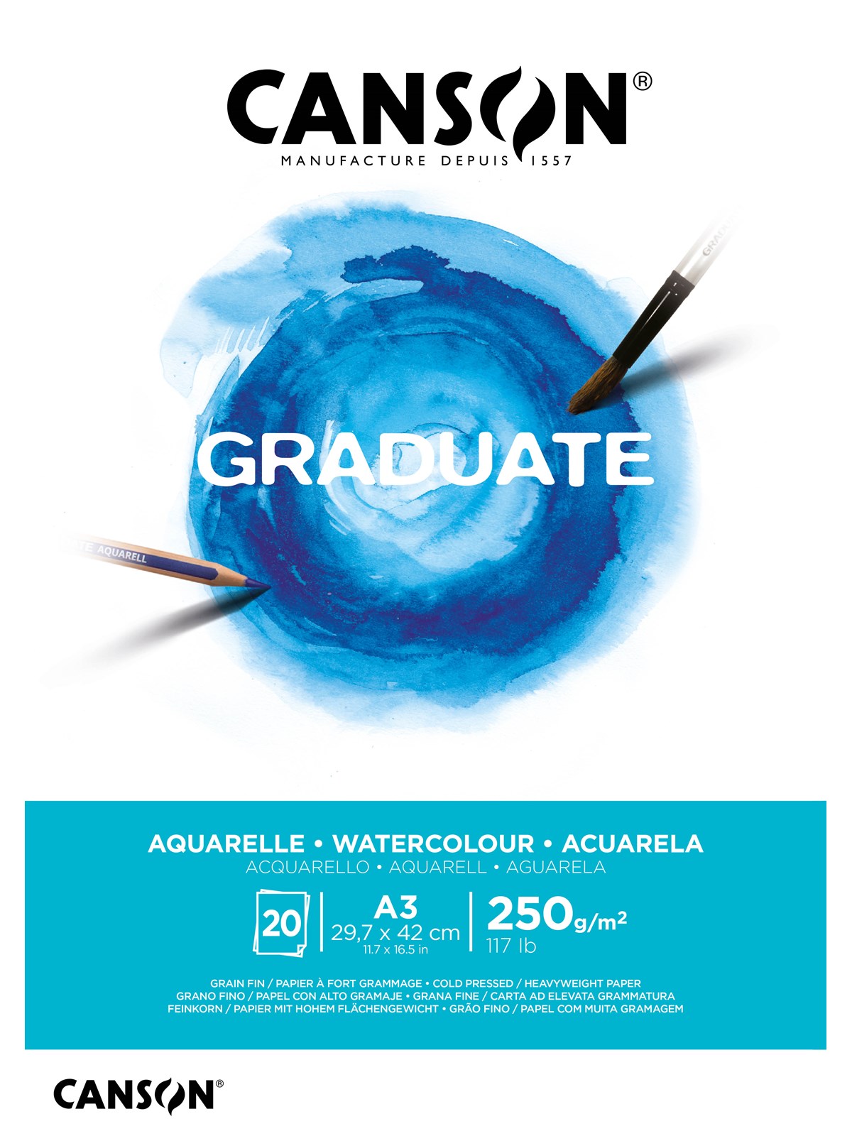 Canson Graduate Watercolour Pad A3 250G 20 SH