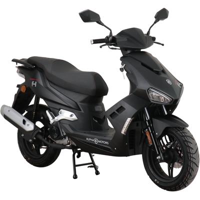 Motorroller ALPHA MOTORS "Mustang FI", schwarz (mattschwarz), Motorroller, 45 km/h, mit USB-Anschluss und Lenkerschloss, sportliches Design, B:67cm H:114cm L:193cm