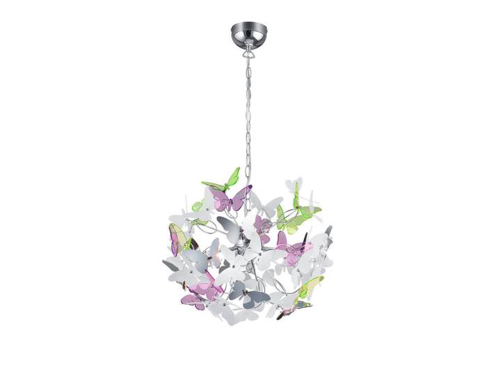 Kinderhängeleuchte, Grün, Lila, Weiß, Chromfarben, Metall, Kunststoff, Kugel, 150 cm, Lampen & Leuchten, Innenbeleuchtung, Kinderzimmerlampen, Kinderhängeleuchten