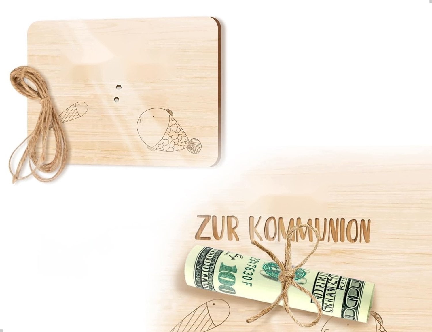 Houten Communie Kaart met Touw voor Decoratie en Herinnering