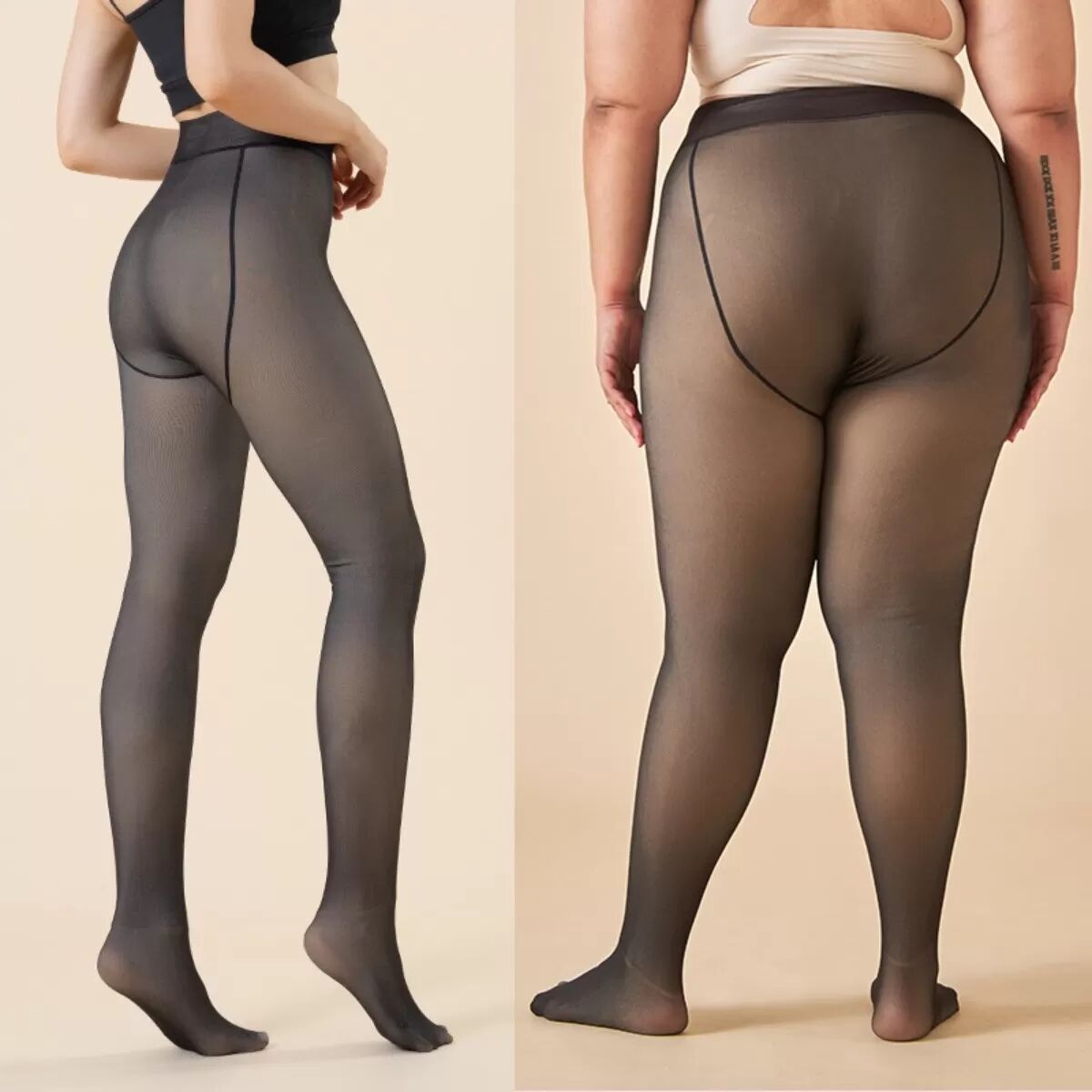 INF Leggings Grande Taille Doublés Polaire - Collant Noir Opaque Effet Transparent pour 54-90 kg