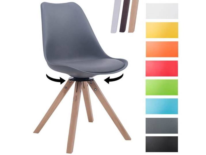 Chaise - CLP - TROYES SQUARE - Design rétro - Piètement en bois - Assise en simili-cuir