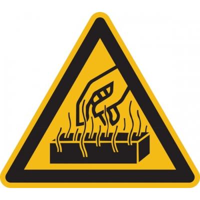 König Werbeanlagen Warnschild, Warnung vor heißen Werkstoffen - praxisbewährt - 100 mm Folie selbstklebend