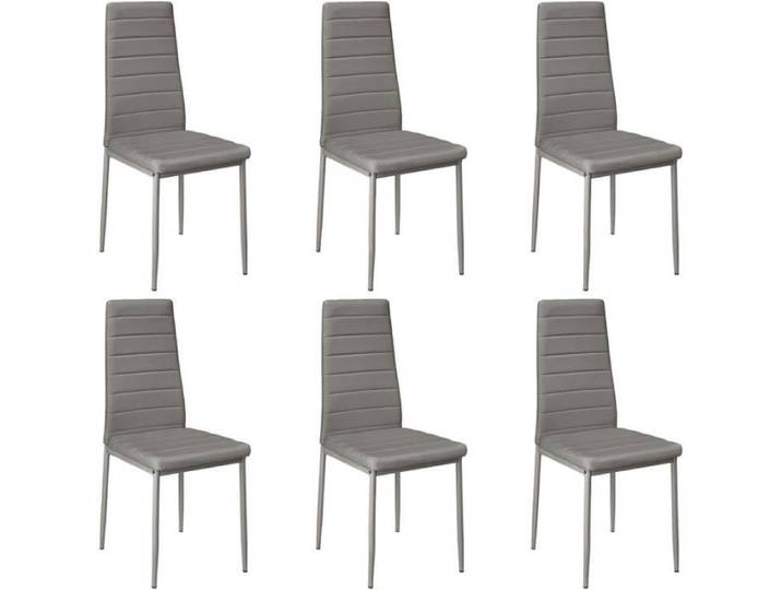 ALIGHTUP Lot de 6 chaises de salle à manger tapissées en PU Gris