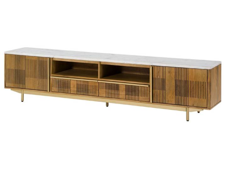 Massivmoebel24 TV-Board MIAMI Mango Massivholz hellbraun (Massivholz teilmontiert 106 kg MIAMI #106), Mango 220x40x50 cm hellbraun geölt