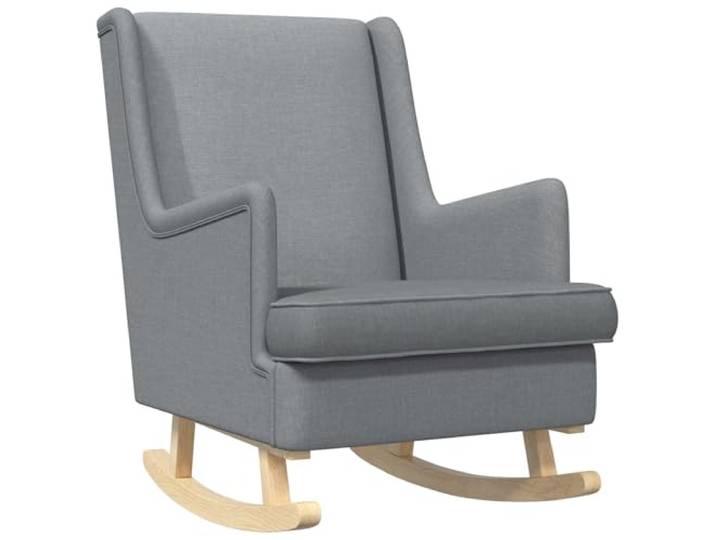 Schaukelstuhl Hellgrau 62 x 80 x 85 cm Textil Modern Metallrahmen, Holzführungen, herausnehmbares Kissen, Schaumstofffüllung, leicht zu reinigen, für Wohnzimmer und Schlafzimmer