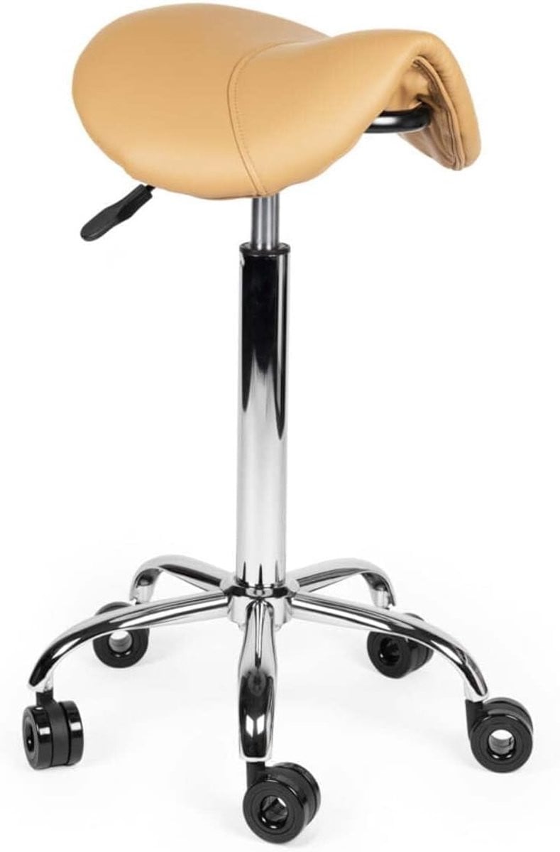 SnelShoppen Barber Stool Beige Hoog - Luxe Verstelbare Barstoel