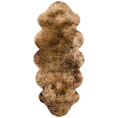 Fellteppich HEITMANN FELLE "Doppel-Lammfell - Premium Qualität" Gr. 41, braun (braun mit hellbraunen spitzen), B:62cm H:70mm L:175cm, Lammfell, Teppiche, Fellteppich, echtes Austral. Lammfell, besonders weich, auch ideal als Bettvorleger