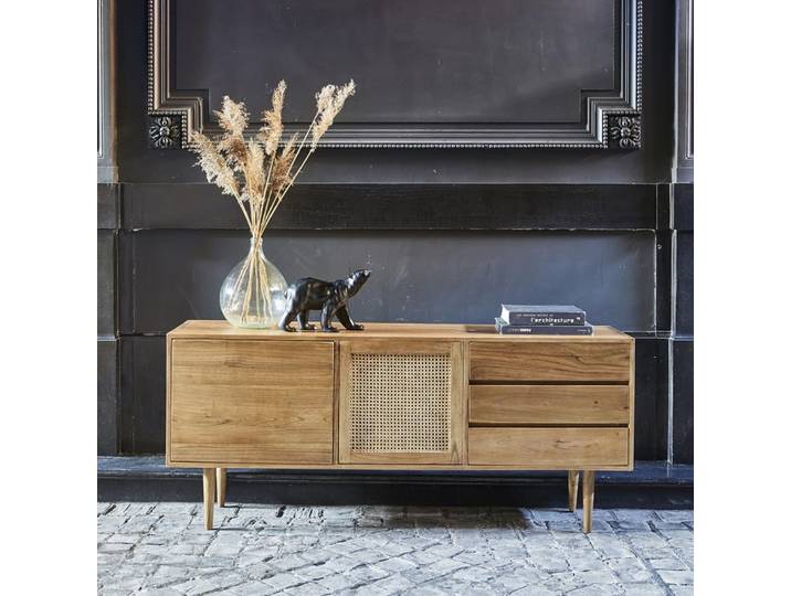 Buffet en mindi massif et cannage