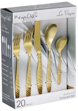 Megachef La Vague 20pc Flatware Utensil Set Service for 4 Matte Gold
