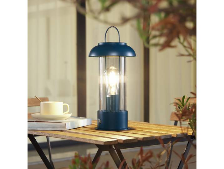 Lampe à poser portable Yvette IP44 Bleue - Lindby - Terrasse - Moderne - Métal - À ampoule unique