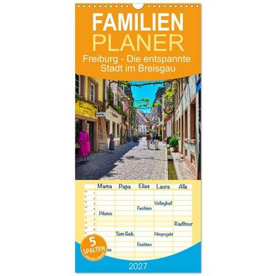 Familienplaner 2027 - Freiburg - Die entspannte Stadt im Breisgau mit 5 Spalten (Wandkalender, 21 x 45 cm) CALVENDO