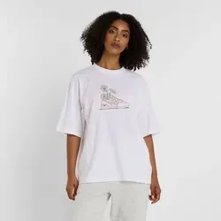 NEW BALANCE Damen Shirt New Balance Oversized Flower T-Shirt, Größe M in Weiß 43556