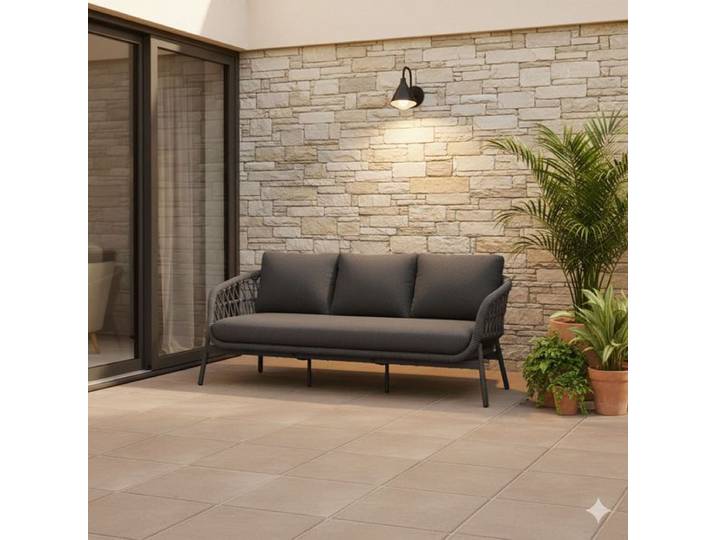LC Garden Bari Diningsofa Aluminium/Rope Dunkelgrau