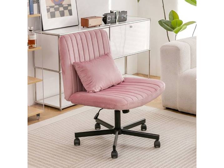 Chaise de bureau - Modèle standard - Rose clair - Réglable en hauteur - Dossier inclinable