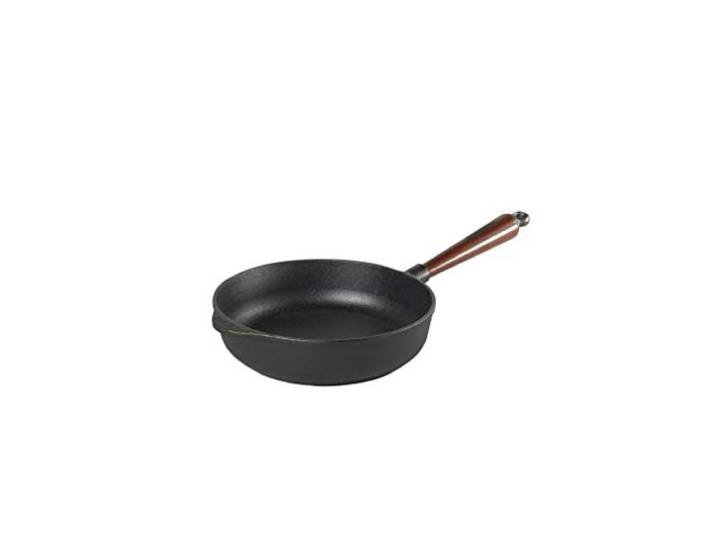 Servierpfanne 25 cm Gusseisen mit Holzgriff und hohem Rand