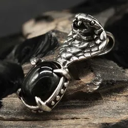 Drachensilber Cobra Black Star Sterndiopsid Anhänger Schmuck 925 Silber - Silber;Schwarz