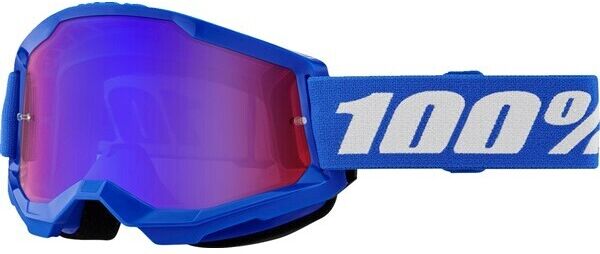 Maschera Moto Cross Enduro 100% STRATA 2 BLU Lente Specchio taglia uni
