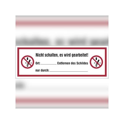 Verbotsschild, Nicht schalten, es wird gearbeitet, 74 x 210 mm - ASR/ISO 7010 - 210x74x0.6 mm Magnetfolie