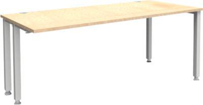 Schäfer Shop Genius Schreibtisch MODENA FLEX, 4-Fuß-Quadratrohr, verkürzte Seitenteile, B 1800 mm, ahorn