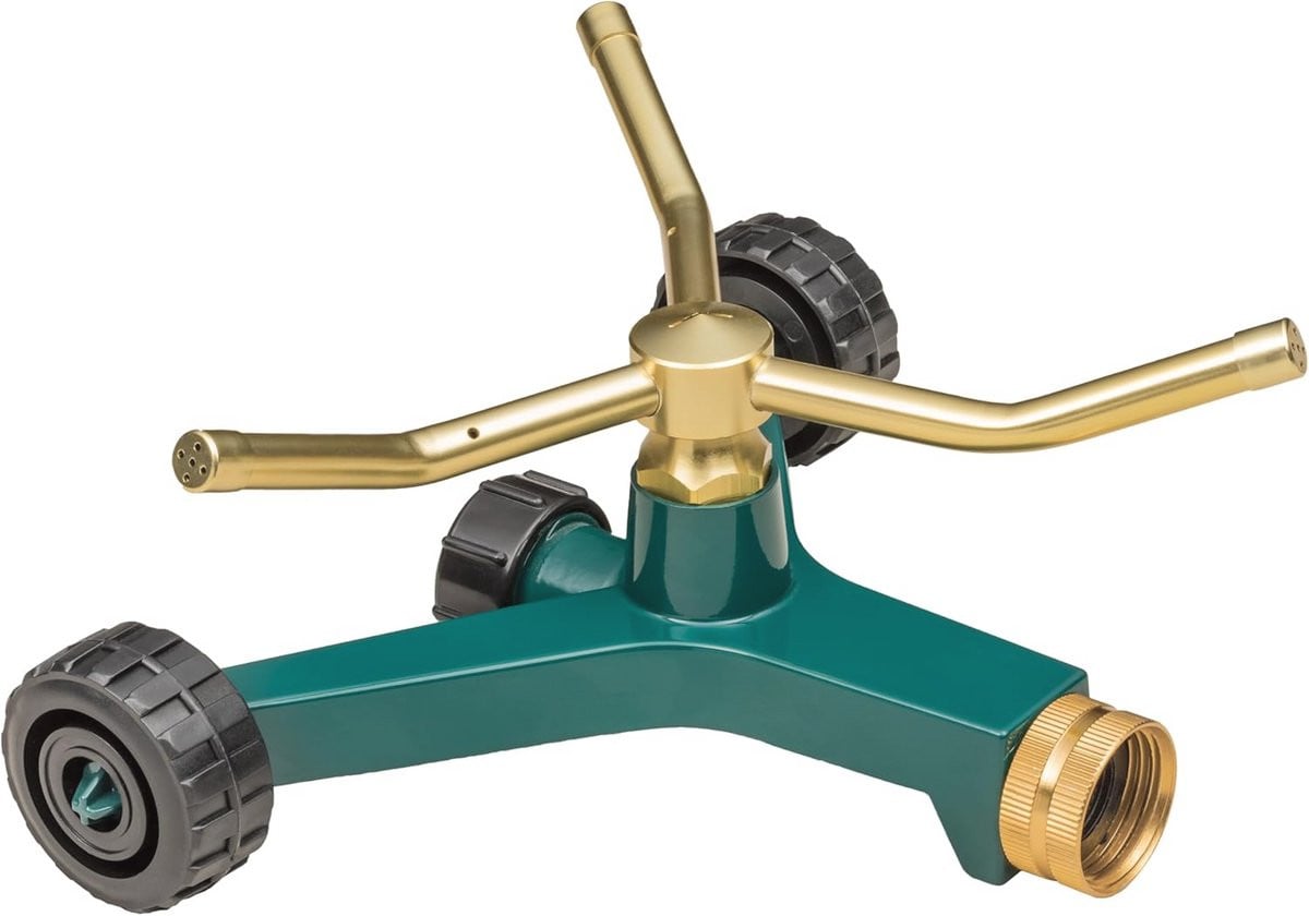 Metalen 3-armige Gazonsproeier Sprinkler met Rolvoet voor Tuinirrigatie