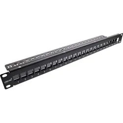 InLine Patchfeld 24-fach, Keystone Leerblech Patchpanel, 19", 1HE, schwarz